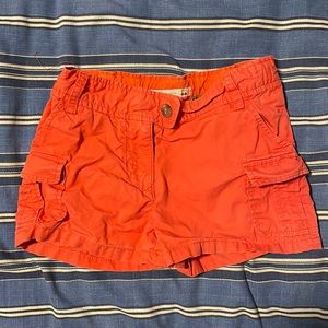 Bonpoint red coral cargo shorts, size 6